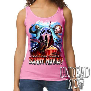 What's your favourite scary movie? - Ladies PINK Singlet Tank
