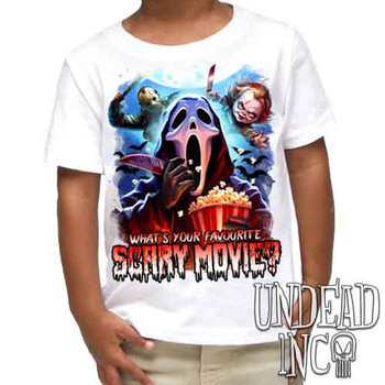 What's your favourite scary movie? - Kids Unisex WHITE Girls and Boys T shirt