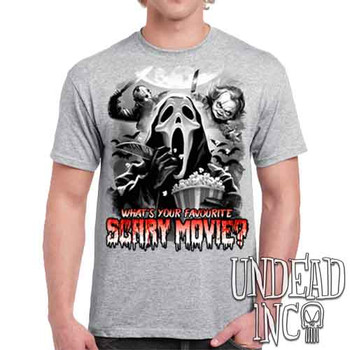 What's your favourite scary movie? Black & Grey - Men's Light Grey T-Shirt