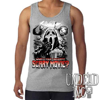 What's your favourite scary movie? Black & Grey - Men's GREY Tank Singlet