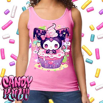 Spookycore Cupcake Kawaii Candy - Ladies PINK Singlet Tank