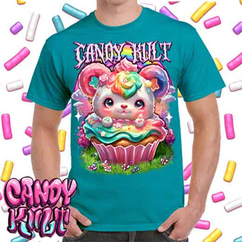 Hardcore Rainbow Bear Retro Candy - Men's Teal T-Shirt