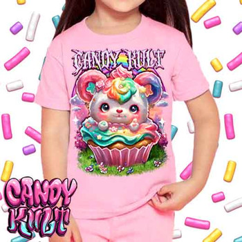 Hardcore Rainbow Bear Retro Candy - Kids Unisex PINK Girls and Boys T shirt