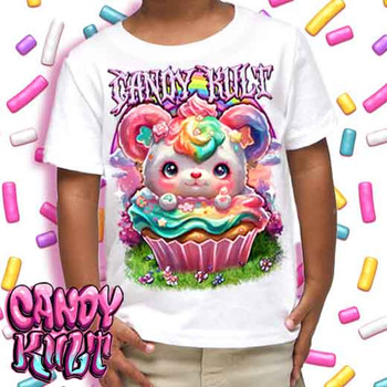 Hardcore Rainbow Bear Retro Candy - Kids Unisex WHITE Girls and Boys T shirt