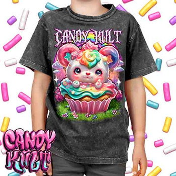 Hardcore Rainbow Bear Retro Candy - Kids Unisex STONE WASH Girls and Boys T shirt