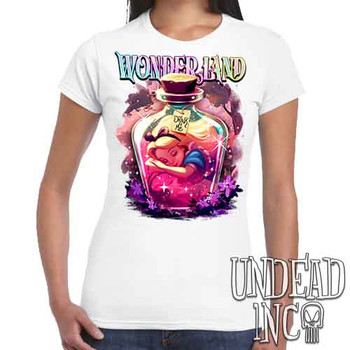 Dreaming Of Wonderland - Women's FITTED WHITE T-Shirt