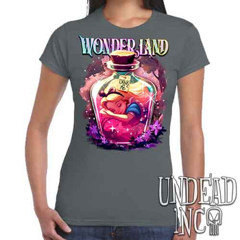 Dreaming Of Wonderland - Women's FITTED CHARCOAL T-Shirt