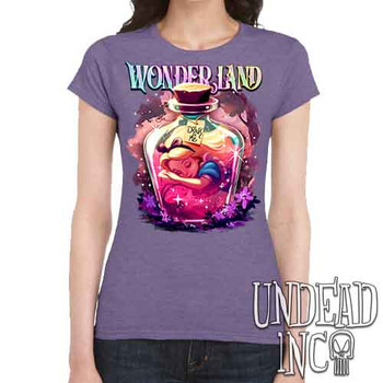 Dreaming Of Wonderland - Women's FITTED HEATHER PURPLE T-Shirt