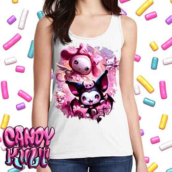 Good Vs Evil Kawaii Candy - Ladies WHITE Singlet Tank