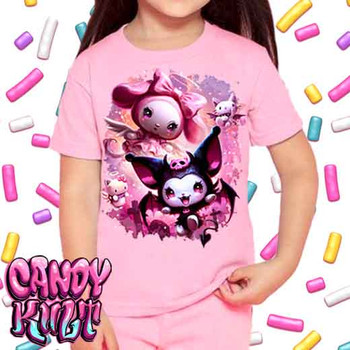 Good Vs Evil Kawaii Candy - Kids Unisex PINK Girls and Boys T shirt