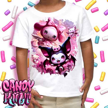 Good Vs Evil Kawaii Candy - Kids Unisex WHITE Girls and Boys T shirt