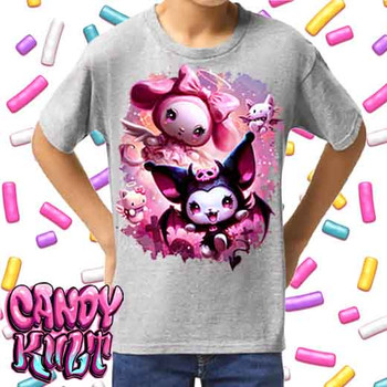 Good Vs Evil Kawaii Candy - Kids Unisex GREY Girls and Boys T shirt