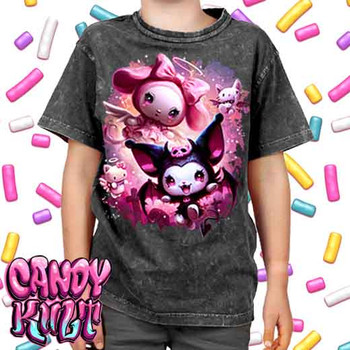 Good Vs Evil Kawaii Candy - Kids Unisex STONE WASH Girls and Boys T shirt