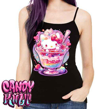 Sundae Kitty Kawaii Candy - Petite Slim Fit Tank