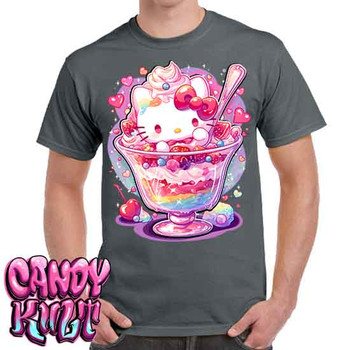 Sundae Kitty Kawaii Candy - Men's Charcoal T-Shirt