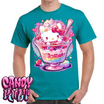 Sundae Kitty Kawaii Candy - Men's Teal T-Shirt