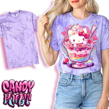 Sundae Kitty Kawaii Candy - UNISEX COLOUR BLAST PURPLE T-Shirt