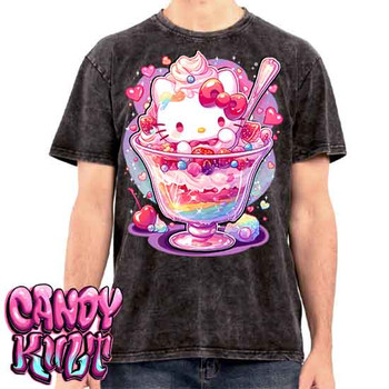 Sundae Kitty Kawaii Candy - UNISEX STONE WASH T-Shirt