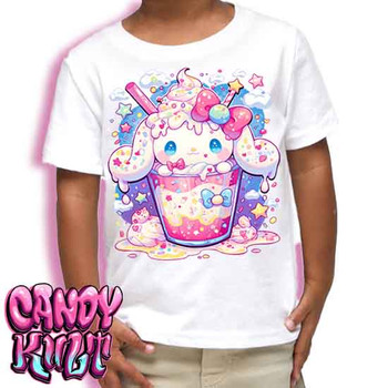 Cloudy Day Milkshake Kawaii Candy - Kids Unisex WHITE Girls and Boys T shirt