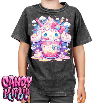 Cloudy Day Milkshake Kawaii Candy - Kids Unisex STONE WASH Girls and Boys T shirt