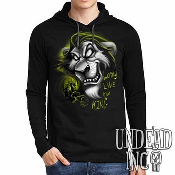 Villains Scar "Long live the king" Lion King Black Grey Mens Long Sleeve Hooded Shirt