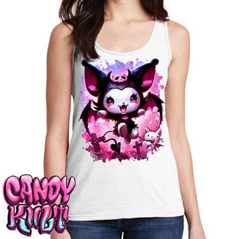 Little Devil Kawaii Candy - Ladies WHITE Singlet Tank