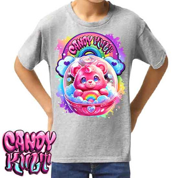 Capsule From Care-A-Lot Retro Candy - Kids Unisex GREY Girls and Boys T shirt