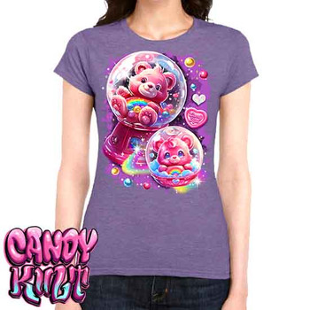 Gumball Wishes Retro Candy - Women's FITTED HEATHER PURPLE T-Shirt