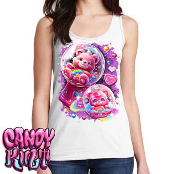 Gumball Wishes Retro Candy - Ladies WHITE Singlet Tank