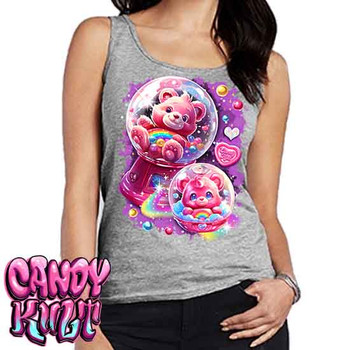 Gumball Wishes Retro Candy - Ladies GREY Singlet Tank