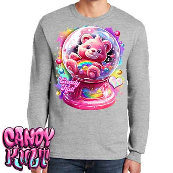 Care-A-Lot Gumball Machine Retro Candy - Men's Long Sleeve GREY Tee