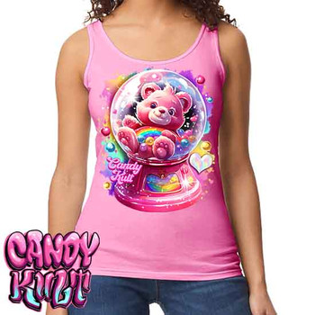 Care-A-Lot Gumball Machine Retro Candy - Ladies PINK Singlet Tank