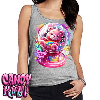 Care-A-Lot Gumball Machine Retro Candy - Ladies GREY Singlet Tank