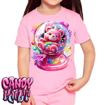 Care-A-Lot Gumball Machine Retro Candy - Kids Unisex PINK Girls and Boys T shirt