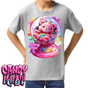 Care-A-Lot Gumball Machine Retro Candy - Kids Unisex GREY Girls and Boys T shirt