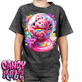 Care-A-Lot Gumball Machine Retro Candy - Kids Unisex STONE WASH Girls and Boys T shirt