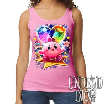 Kirby Crystal Heart - Ladies PINK Singlet Tank