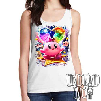 Kirby Crystal Heart - Ladies WHITE Singlet Tank