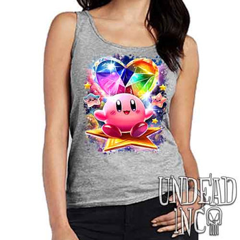 Kirby Crystal Heart - Ladies GREY Singlet Tank