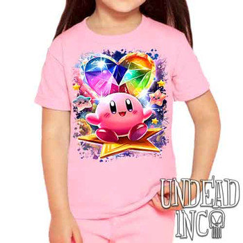 Kirby Crystal Heart - Kids Unisex PINK Girls and Boys T shirt