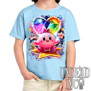 Kirby Crystal Heart - Kids Unisex BLUE Girls and Boys T shirt