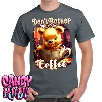 Don't Bother Me Before Coffee Candy Toons - Men's Charcoal T-Shirt