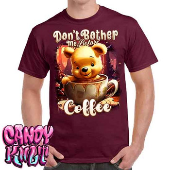 Don't Bother Me Before Coffee Candy Toons - Men's  Maroon T-Shirt