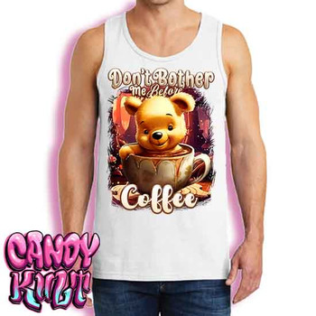 Don't Bother Me Before Coffee Candy Toons - Men's WHITE Tank Singlet