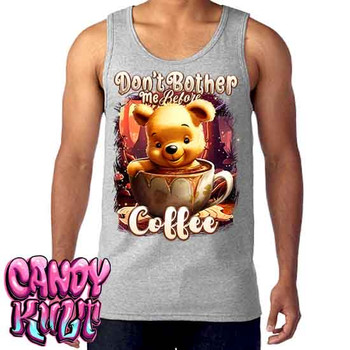 Don't Bother Me Before Coffee Candy Toons - Men's GREY Tank Singlet