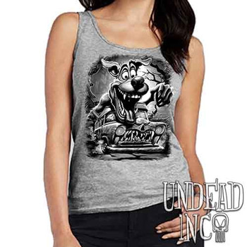 Mystery Machine Monster  Black & Grey - Ladies GREY Singlet Tank