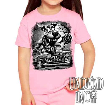 Mystery Machine Monster  Black & Grey - Kids Unisex PINK Girls and Boys T shirt
