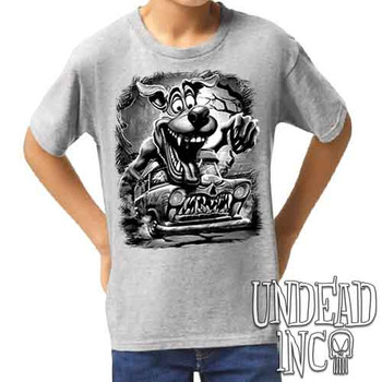 Mystery Machine Monster  Black & Grey - Kids Unisex GREY Girls and Boys T shirt