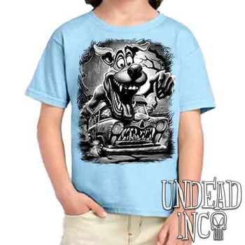 Mystery Machine Monster  Black & Grey - Kids Unisex BLUE Girls and Boys T shirt