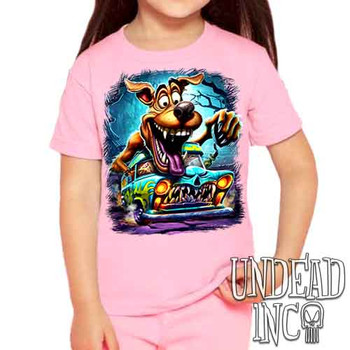 Mystery Machine Monster - Kids Unisex PINK Girls and Boys T shirt